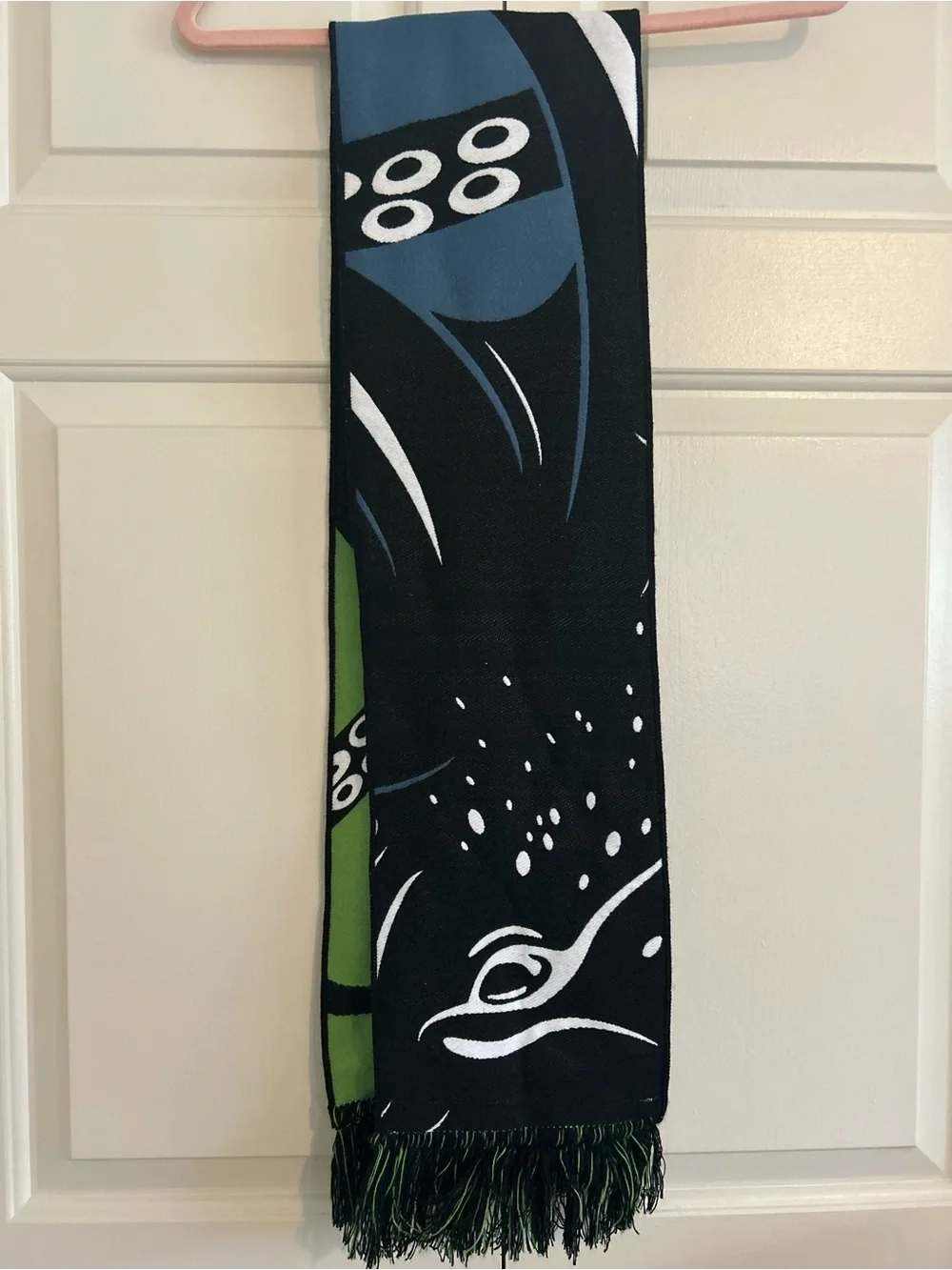 Sounders FC Team Scarf Fringe Kraken Tentacles Two-Tone Blue Green Black Soccer